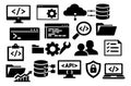 Modern solid development icons set featuring coding, cloud computing, databases, and security for software engineering Royalty Free Stock Photo