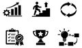 Modern solid glyph business process icon set featuring growth, progress, achievement, and innovation for corporate and personal Royalty Free Stock Photo