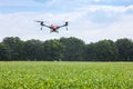 A modern solution in agricultural. Use of robotic systems with agriculture spraying drone fly to sprayed spraying chemical from