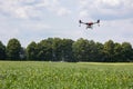 A modern solution in agricultural. Use of robotic systems with agriculture spraying drone fly to sprayed spraying chemical from