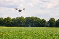 A modern solution in agricultural. Use of robotic systems with agriculture spraying drone fly to sprayed spraying chemical from