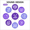 Modern sound design Infographic design template. Music inphographic visualization with nine steps circle design on