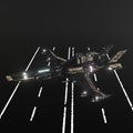 Modern space fighter isolated on black background Royalty Free Stock Photo