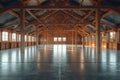 Modern spacious barn interior with empty open space and polished floor Royalty Free Stock Photo