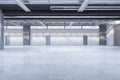 Modern spacious concrete warehouse garage interior. Space and design concept. Royalty Free Stock Photo