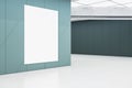 Modern spacious empty tile interior with empty white mock up poster on wall. Royalty Free Stock Photo