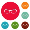 Modern spectacles icons circle set vector