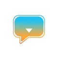 Modern speech bubble icon with gradient colors and down arrow symbol Royalty Free Stock Photo