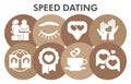 Modern speed dating Infographic design template. Relationship inphographic visualization with eight steps circle design Royalty Free Stock Photo