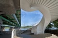 Modern spiral stairway on the bridge