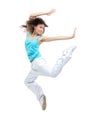 Modern sport girl woman dancer jumping pose dancing Royalty Free Stock Photo