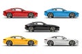 Modern sports concept cars in red, blue, yellow, black and white Royalty Free Stock Photo