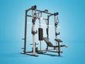 Modern sports simulator for strength training 3d render on blue background with shadow