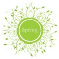 Modern spring background grunge ink element with classic swirls and leaves