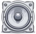 Modern Square Audio Speaker With Circular Woofer and Bullet Tweeter Royalty Free Stock Photo
