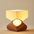 Modern Wood Lamp with Soft Glow, Ambient Light Design Royalty Free Stock Photo