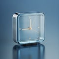 Modern Square Table Clock with Minimalist Design on Reflective Surface Royalty Free Stock Photo