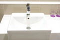 Modern square wash basin in the bathroom Royalty Free Stock Photo