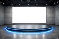 Modern Stage with Blank Screen and Blue Neon Lights Royalty Free Stock Photo