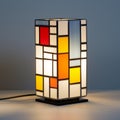 Modern Stained Glass Lamp With Mondrian-inspired Design