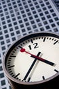 Modern stainless steel clock at canary wharf