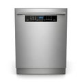 Modern stainless steel dishwasher with digital control panel and display Royalty Free Stock Photo