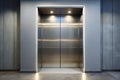 Modern stainless steel elevator doors in a sleek hallway setting. Generative AI Royalty Free Stock Photo