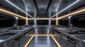 Modern stainless steel kitchen on a luxury yacht, illuminated by LED strips Royalty Free Stock Photo