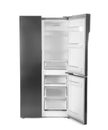 Modern stainless steel refrigerator isolated on white Royalty Free Stock Photo