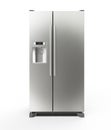 Modern Stainless Steel Refrigerator isolated on white background - 3D Rendering Royalty Free Stock Photo