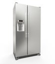 Modern Stainless Steel Refrigerator isolated on white background - 3D Rendering Royalty Free Stock Photo