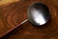 Modern stainless steel spoon spatula on wood