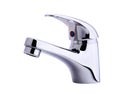 Modern stainless steel tap. Isolated. Royalty Free Stock Photo
