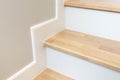 modern stair design with wooden tread and white riser Royalty Free Stock Photo