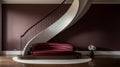 Modern Staircase Design With Art Nouveau Curves And Red Couch Royalty Free Stock Photo