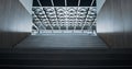 Modern staircase minimalistic interior in campus. Empty stairway with railings.