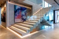 Modern stairs in a modern office building. Interior design and architecture concept. Royalty Free Stock Photo