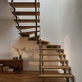 Modern stairs in sunny interior, close-up