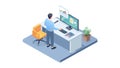 Modern Standing Desk Office Workspace, vector design Generative AI Royalty Free Stock Photo