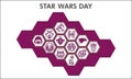 Modern star wars Infographic design template. Galaxy fighters inphographic visualization with twelve steps hexagon