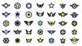 Modern Star and Winged Emblems Vector Logo Set Royalty Free Stock Photo