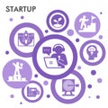 Modern start up Infographic design template with icons. Business startup Infographic visualization in bubble design on