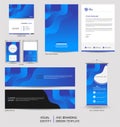 Modern stationery mock up set and visual brand identity with abstract colorful dynamic background shape. Vector illustration mock Royalty Free Stock Photo