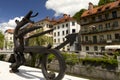 Modern statue of dragon in Ljubljana