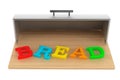 Modern steel bread bin with bread sign