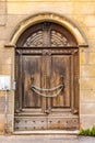 Chain locks ancient wooden door Royalty Free Stock Photo