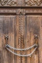 Chain locks ancient wooden door