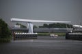 Modern steel draw bridge over river Hollandsche IJssel in the Netherlands