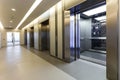 Modern steel elevator cabins in a business lobby or Hotel, Store