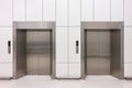 modern steel elevator cabins with closed doors at business lobby Royalty Free Stock Photo